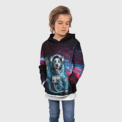 Толстовка-худи детская Далматинец бравый космонавт - нейроарт, цвет: 3D-белый — фото 2