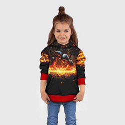 Толстовка-худи детская Кикбоксеркие перчатки в огне, цвет: 3D-красный — фото 2