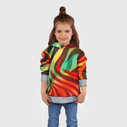 Толстовка-худи детская Жаркая полосатая абстракция, цвет: 3D-меланж — фото 2