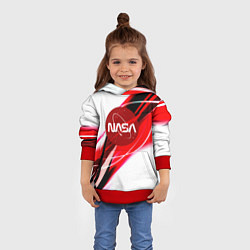 Толстовка-худи детская Nasa абстрактные полосы, цвет: 3D-красный — фото 2