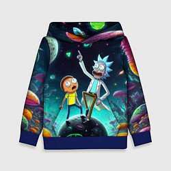 Толстовка-худи детская Рик и Морти на планете сказочных грибов, цвет: 3D-синий