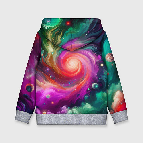 Детская толстовка Космическая неоновая фантазия - нейроарт / 3D-Меланж – фото 2