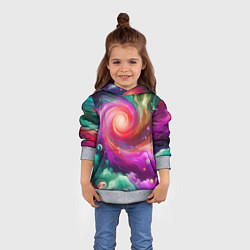 Толстовка-худи детская Космическая неоновая фантазия - нейроарт, цвет: 3D-меланж — фото 2