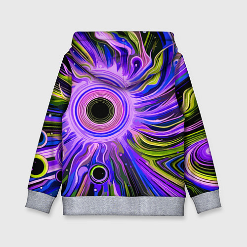 Детская толстовка Абстрактный неоновый космос - чёрная дыра / 3D-Меланж – фото 2