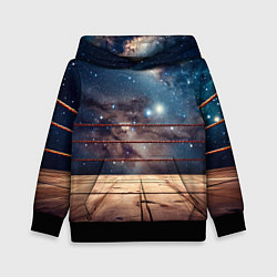 Толстовка-худи детская Космический ринг, цвет: 3D-черный
