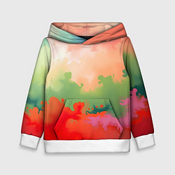 Толстовка-худи детская Красные и зеленые облака, цвет: 3D-белый