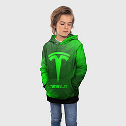 Толстовка-худи детская Tesla - green gradient, цвет: 3D-черный — фото 2