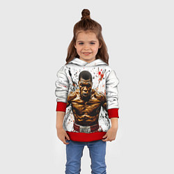 Толстовка-худи детская Мухаммед Али на белом, цвет: 3D-красный — фото 2