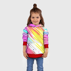 Толстовка-худи детская Брызги краски на белом фоне, цвет: 3D-красный — фото 2