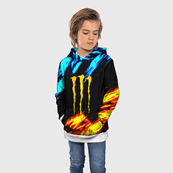 Толстовка-худи детская Monster energy текстура огненная, цвет: 3D-белый — фото 2