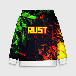 Толстовка-худи детская RUST огненная текстура, цвет: 3D-белый