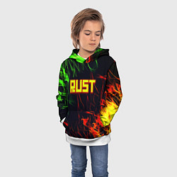 Толстовка-худи детская RUST огненная текстура, цвет: 3D-белый — фото 2