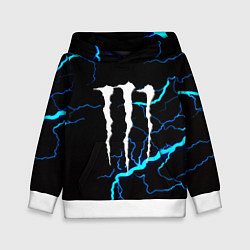 Толстовка-худи детская Monster energy неоновые молнии, цвет: 3D-белый