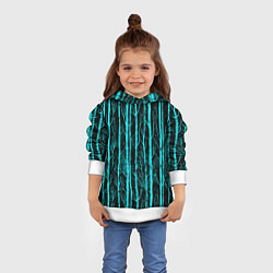 Толстовка-худи детская Бирюзовые полоски-деревья на темном фоне - паттерн, цвет: 3D-белый — фото 2