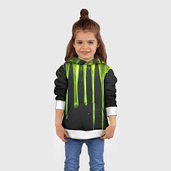 Толстовка-худи детская Слизь зеленая текстура, цвет: 3D-белый — фото 2