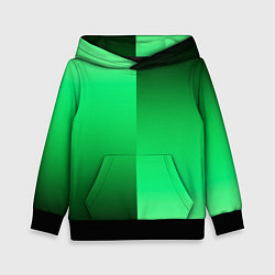 Толстовка-худи детская Чёрно-зелёный градиент пополам, цвет: 3D-черный