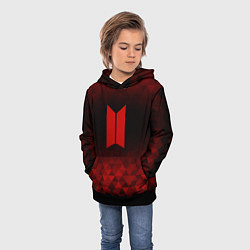 Толстовка-худи детская BTS red poly, цвет: 3D-черный — фото 2