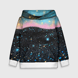 Толстовка-худи детская Блестящая текстура на черном, цвет: 3D-белый