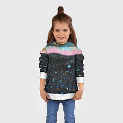 Толстовка-худи детская Блестящая текстура на черном, цвет: 3D-белый — фото 2
