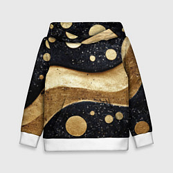 Толстовка-худи детская Золотая объемная абстракция - текстура, цвет: 3D-белый