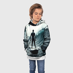 Толстовка-худи детская Сапсёрфер в волне, цвет: 3D-белый — фото 2