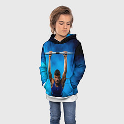 Толстовка-худи детская Турникмен синий дым, цвет: 3D-белый — фото 2