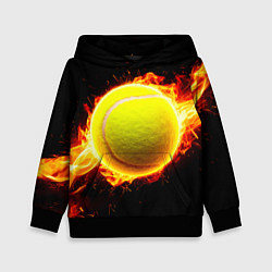 Толстовка-худи детская Теннисный мяч в огне, цвет: 3D-черный