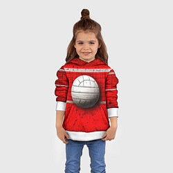 Толстовка-худи детская Волейбольная сетка и мяч на красном, цвет: 3D-белый — фото 2