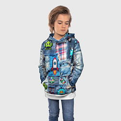 Толстовка-худи детская Пиксельная ракета, цвет: 3D-белый — фото 2
