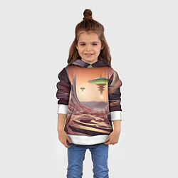 Толстовка-худи детская Фантастический инопланетный город, цвет: 3D-белый — фото 2