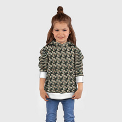 Толстовка-худи детская Нежный цветочный тёмный зелёный, цвет: 3D-белый — фото 2