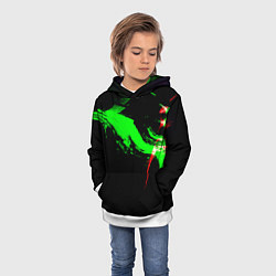 Толстовка-худи детская Color black green red, цвет: 3D-белый — фото 2
