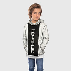 Толстовка-худи детская Triathlon на черно - белом, цвет: 3D-белый — фото 2