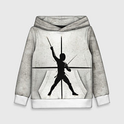 Толстовка-худи детская Фехтование на саблях, цвет: 3D-белый