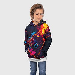 Толстовка-худи детская Техническая абстракция, цвет: 3D-белый — фото 2