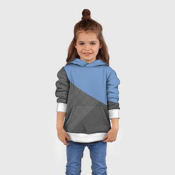 Толстовка-худи детская Сине-серый геометричный, цвет: 3D-белый — фото 2