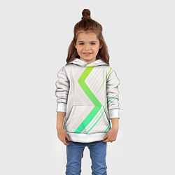 Толстовка-худи детская Color white line green, цвет: 3D-белый — фото 2