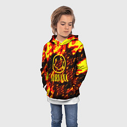 Толстовка-худи детская Nirvana огненное лого, цвет: 3D-белый — фото 2