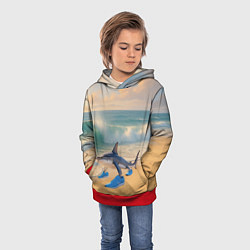 Толстовка-худи детская Тралалеро тралала мем, цвет: 3D-красный — фото 2