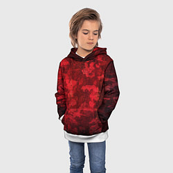 Толстовка-худи детская Абстракция - red uniform camouflage, цвет: 3D-белый — фото 2