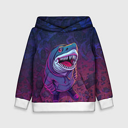 Толстовка-худи детская Акула в балахоне, цвет: 3D-белый
