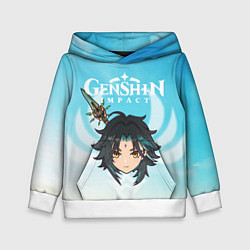 Толстовка-худи детская Genshin Impact - персонаж Сяо, цвет: 3D-белый