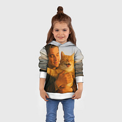 Толстовка-худи детская Мужчина с котом на яхте, цвет: 3D-белый — фото 2