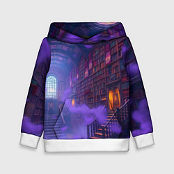 Толстовка-худи детская Таинственная библиотека, цвет: 3D-белый