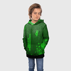 Толстовка-худи детская Death Stranding - green gradient вертикально, цвет: 3D-черный — фото 2