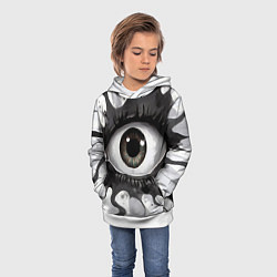Толстовка-худи детская Глаз и щупальца - психоделика, цвет: 3D-белый — фото 2