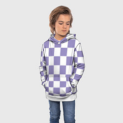 Толстовка-худи детская Квадраты фиолетовые, цвет: 3D-белый — фото 2