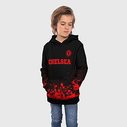 Толстовка-худи детская Chelsea - red gradient посередине, цвет: 3D-черный — фото 2