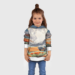 Толстовка-худи детская Луна и автомобиль, цвет: 3D-белый — фото 2