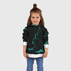 Толстовка-худи детская Неоновый абстрактный черный и зеленый мрамор, цвет: 3D-белый — фото 2